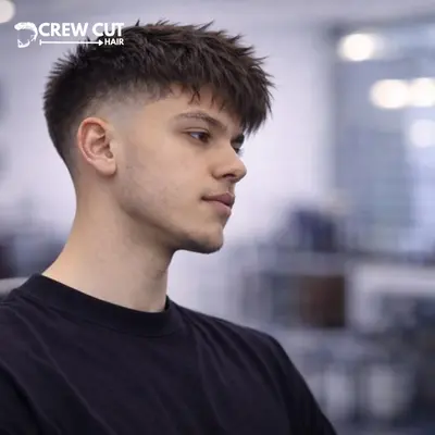 High burst fade straight hair quiff