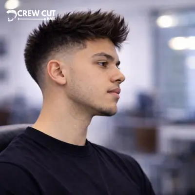 High burst fade straight hair short brush up