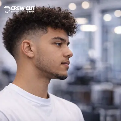 High burst fade straight hair with messy top