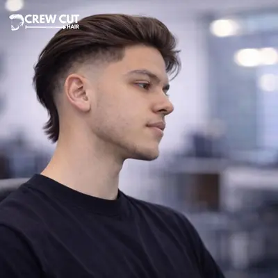 Long burst fade straight hair flow back