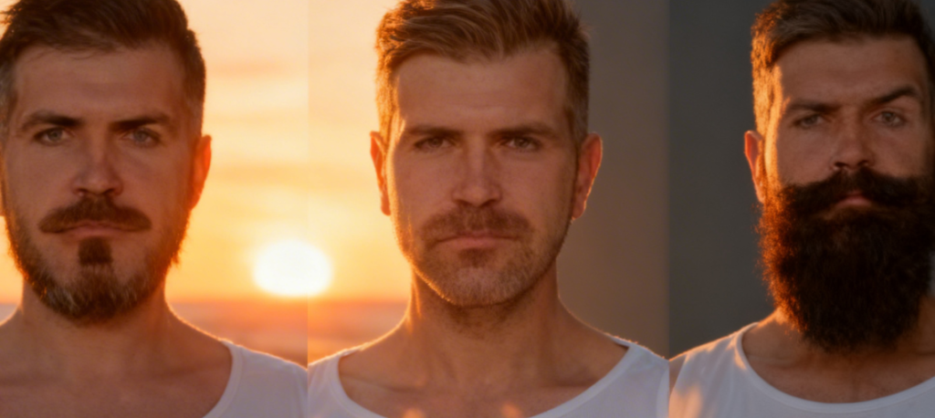 Side view of textured fringe mid taper fade haircut