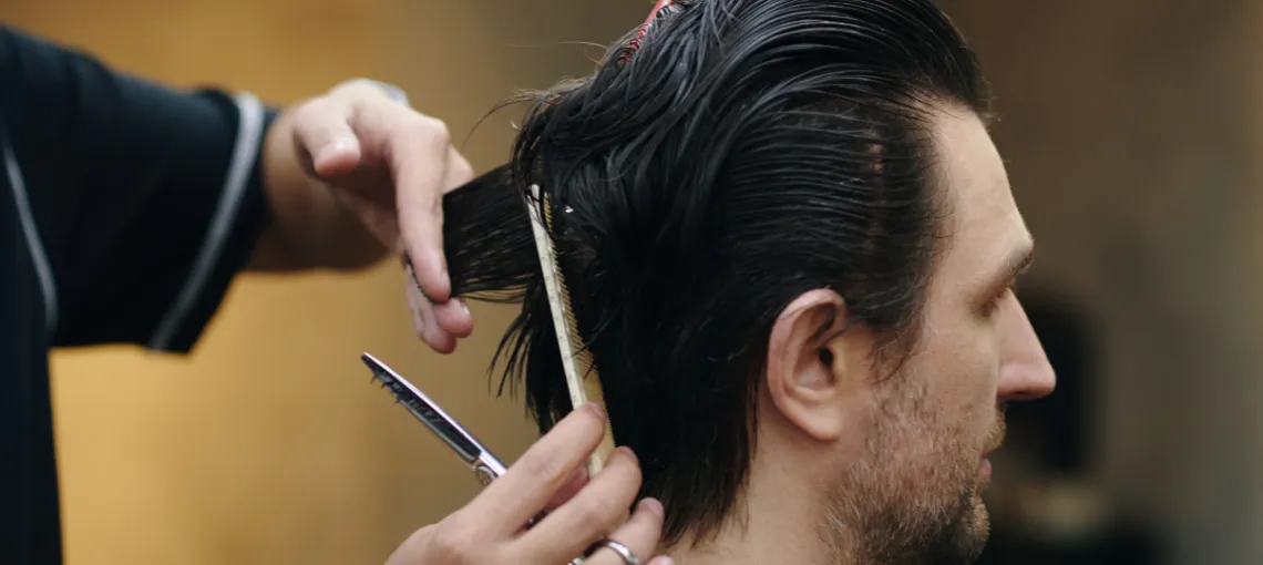 Textured fringe mid taper haircut front view